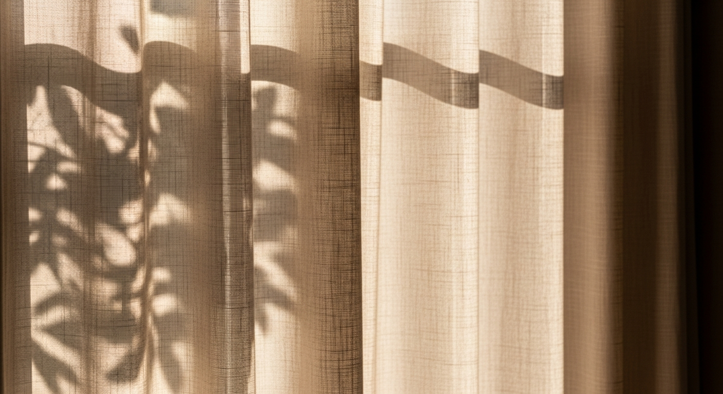 Luxury boudoir photography studio - soft natural light through linen curtains